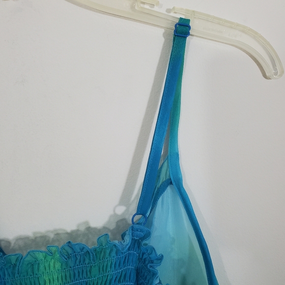 NWT Cacique Babydoll Lingerie Chemise Blue Green Tie Dye Sheer Size 18 20 - Picture 7 of 10